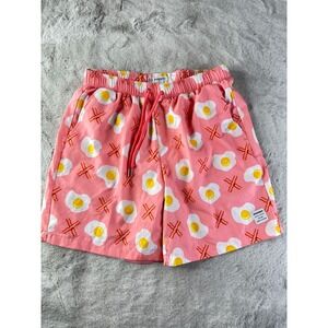 Mosmann Australia‎ Shorts Mens Medium Bacon Eggs Swim Trunks Lined Coral Short